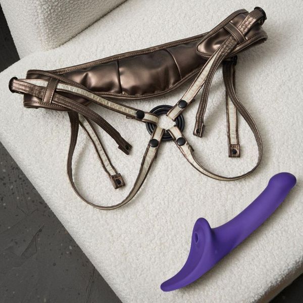 Вібронасадка для страпону з вакуумною стимуляцією Strap-On-Me Multi Orgasm Dildo M Purple SX4033 фото