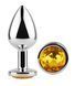 Анальна пробка з кристалом EGZO - Silver Round Plug Yellow size M MSR-13M фото 2