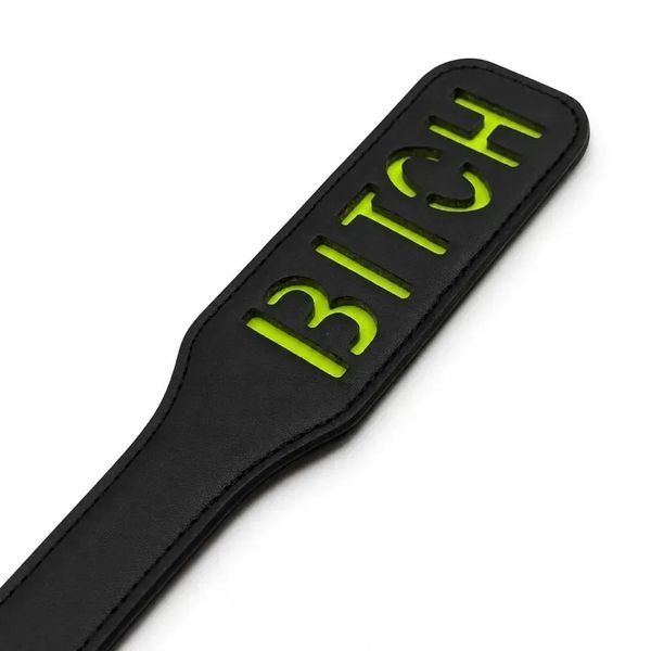 Паддл DS Fetish з люмінісцентним надписом "Bitch", чорний DS181990 фото