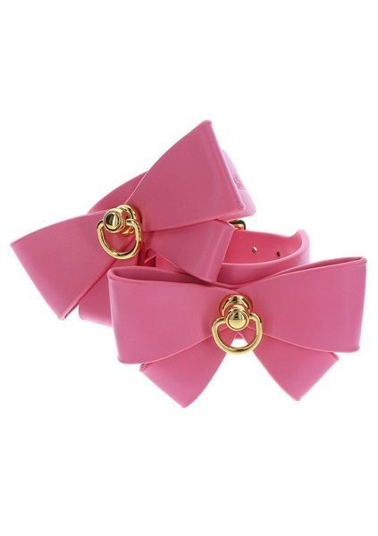 Наручники с бантиками Taboom Malibu Wrist Cuffs из веганской кожи, розовые TB17400 фото
