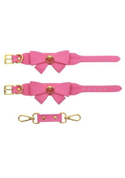 Наручники с бантиками Taboom Malibu Wrist Cuffs из веганской кожи, розовые TB17400 фото