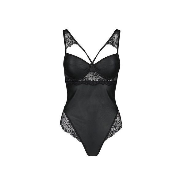 Боди из эко-кожи и кружева Passion LOONA BODY XXL/XXXL, black SO5357 фото