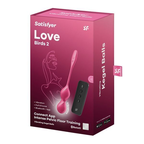 Вагінальні кульки з вібрацією Satisfyer Love Birds 2, що працюють від програми, рожеві ST102795 фото