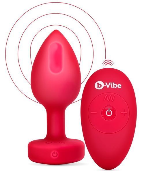 Анальна пробка з вібрацією і пультом управління B-Vibe Vibrating Heart Plug M/L Red 54015770000 фото