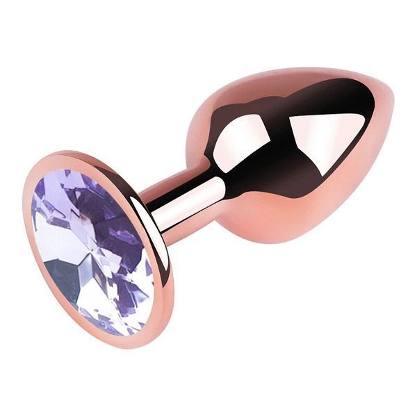 Анальна пробка EGZO Rose Gold з аметистом, анатомічна форма, нержавіюча сталь, розмір M MRGR-14M фото
