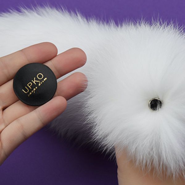 Хвіст на магнітній основі UPKO для Pet Play з лисиного хутра, білий U62206 фото