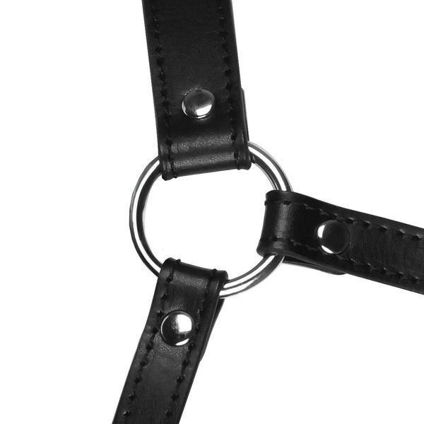 Маска-кляп Head Harness with Mouth Cover and Solid Ball Gag - Black 36-OU895BLK фото