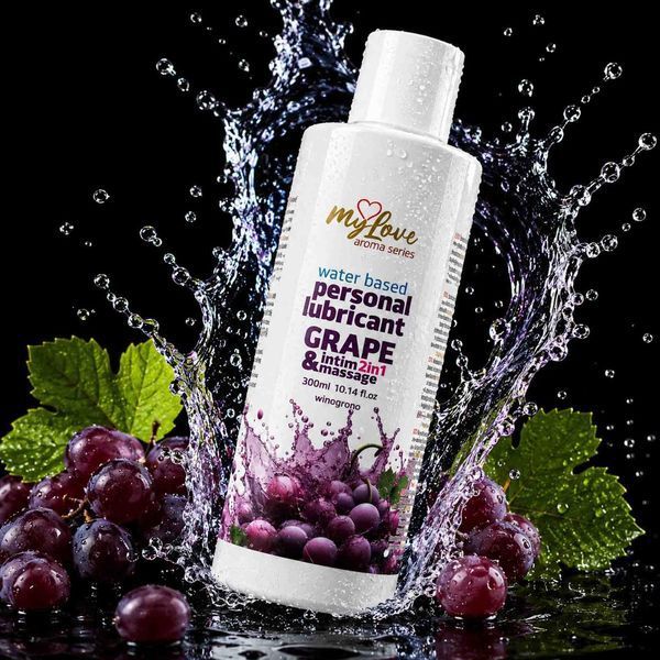 Водний лубрикант 2в1 для інтимної близькості та масажу MyLove Aroma Series Grape (Виноград), 300 мл 101-0424 фото