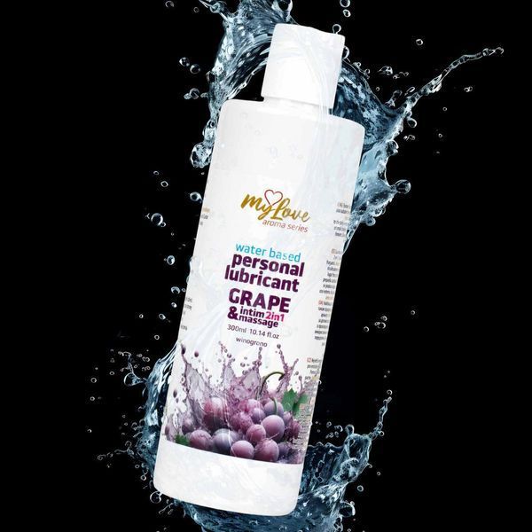 Водний лубрикант 2в1 для інтимної близькості та масажу MyLove Aroma Series Grape (Виноград), 300 мл 101-0424 фото