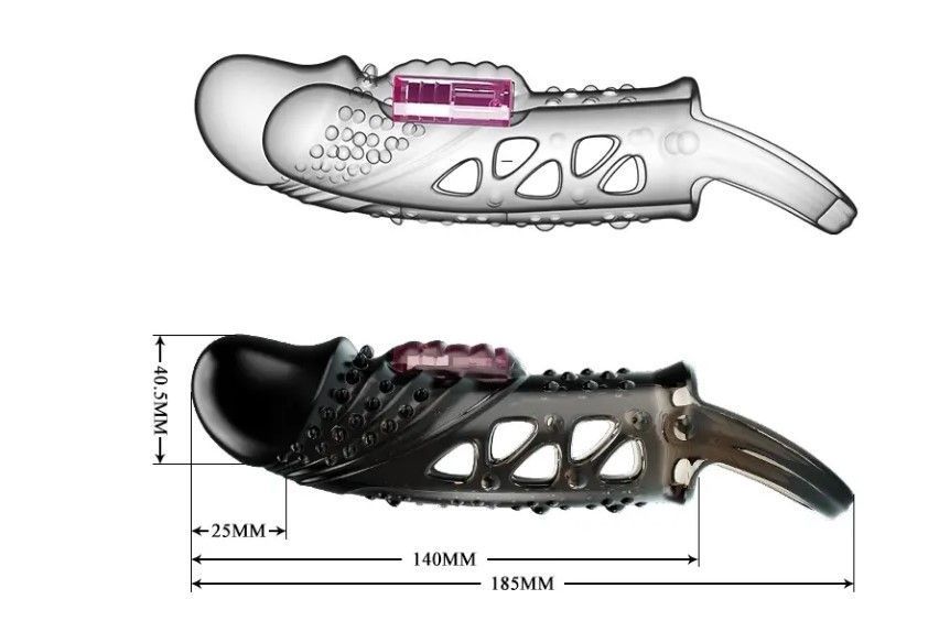 Подовжувальна насадка з вібростимуляцією (на 2,5 см) PRETTY LOVE &mdash; PENIS SLEEVE Cecelia BI-026242-1 фото