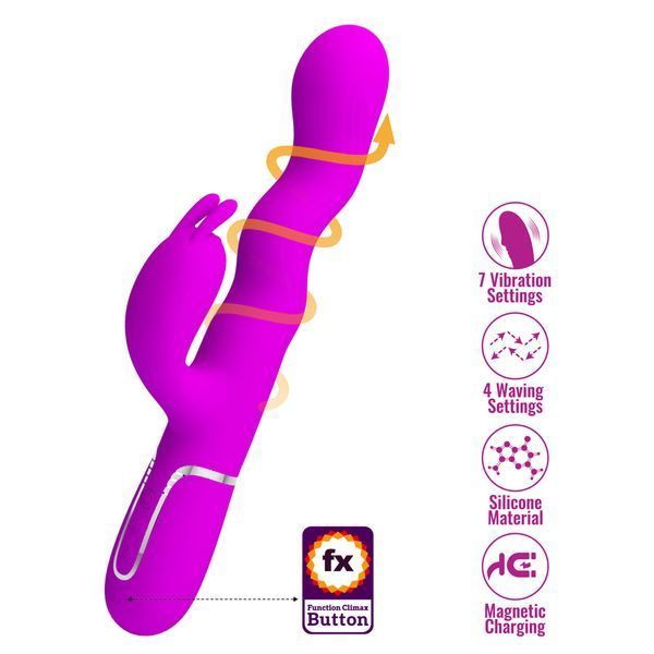 Вибратор-кролик PRETTY LOVE Laursen Purple, силикон, фиолетовый, 7 режимов вибрации и 4 волны BW-500089 фото