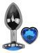 Анальна пробка EGZO Dark Silver Heart Plug M зі сталі з синім кристалом MDSH-11M фото 2