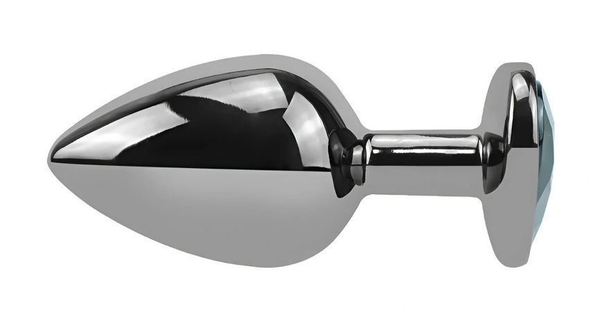 Анальна пробка EGZO Dark Silver Heart Plug M зі сталі з синім кристалом MDSH-11M фото