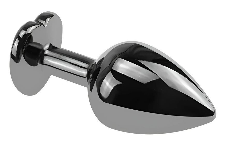 Анальна пробка EGZO Dark Silver Heart Plug M зі сталі з синім кристалом MDSH-11M фото