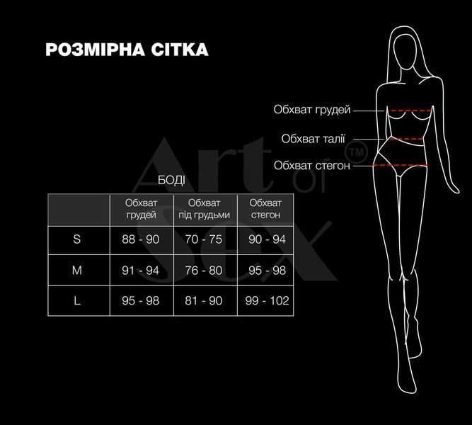 Боді Art of Sex - Jazz, колір чорний з ефектом мокрого оксамиту, Розмір L SX3811 фото